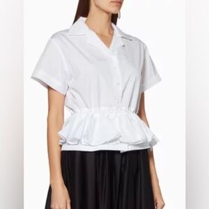 TOME top cotton White Ruffled button up Shirt office preppy structured size‎ 4